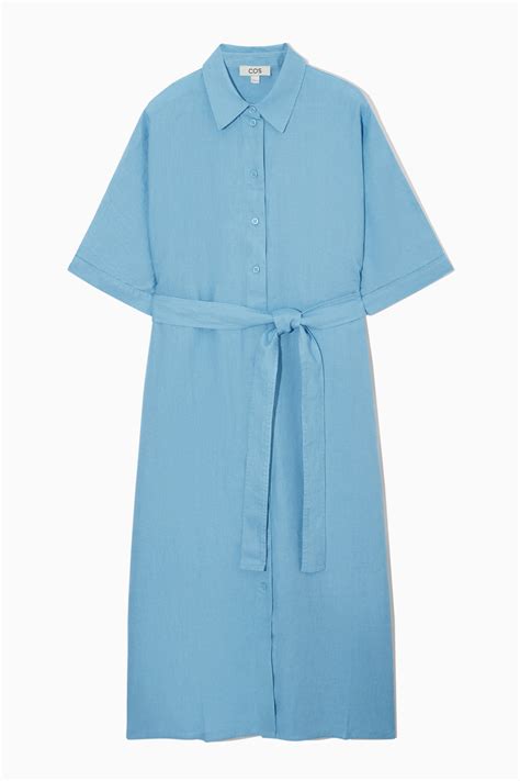 BELTED LINEN SHIRT DRESS - LIGHT BLUE - DAME | H&M DK