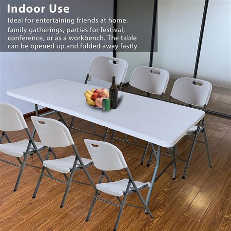 JingPieCle 6 Foot Folding Table 6ft Portable Plastic Table with Handle ...