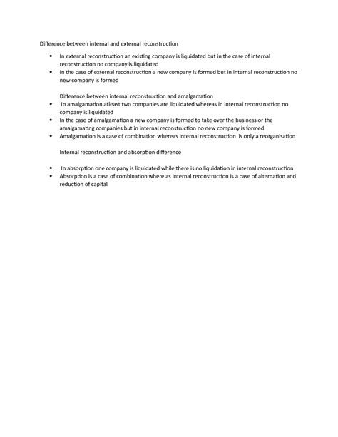 Difference between internal reconstruction - Studocu