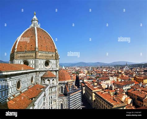 Florence's famous Duomo Cathedral dome, designed by Filippo Brunelleschi, and City Panorama ...