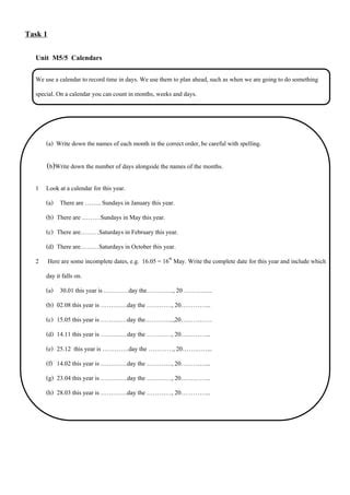 CLIL : calendar | PDF