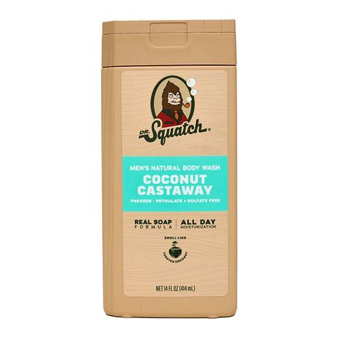 Dr. Squatch Coconut Castaway Natural Body Wash for Men, 14 fl oz ...