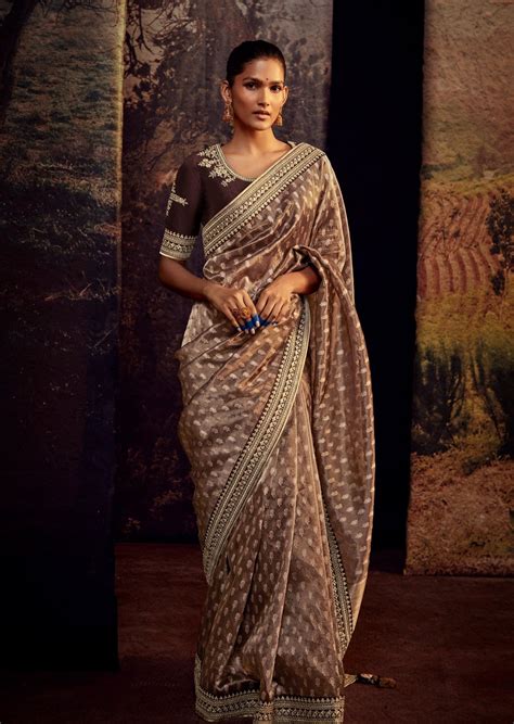 Shop Banarasi Organza Embroidery Work Bridal Saree Online India USA UK ...