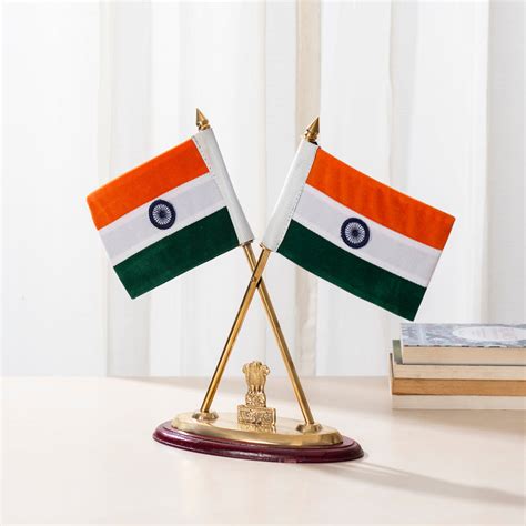 Brass National Flag Stand - 12 inch - Darbar Craft