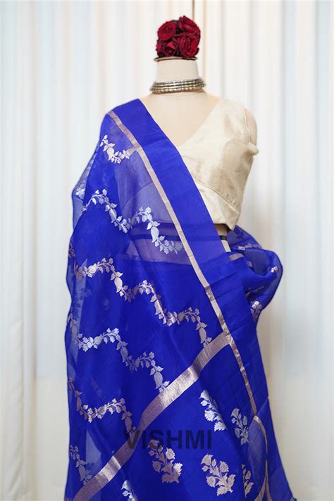Royal Blue Handloom Kadwa Banarasi Silk Saree | Vishmi