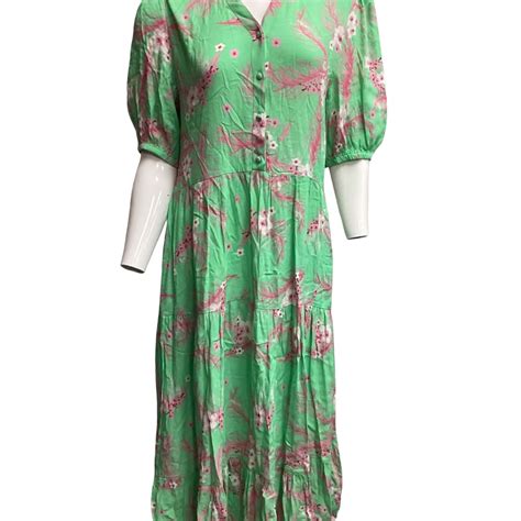 Elm Womens Size 8 Maxi Dress Floral / Green / Pink (s)