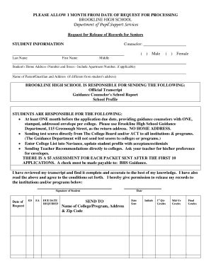 Fillable Online transcript release form brookline highs Fax Email Print ...
