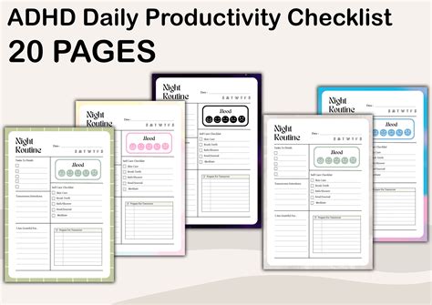 ADHD Daily Checklist Planner | Adult Printable ADHD Workbook | Daily ...