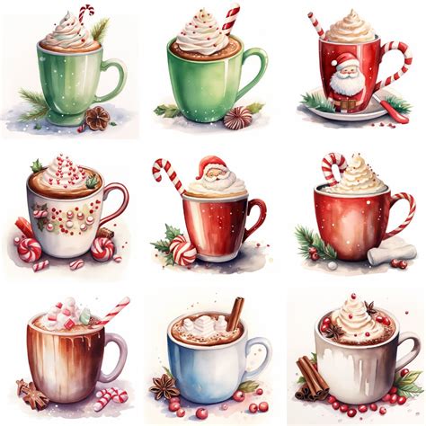 Watercolor Hot Chocolate Clipart, High Quality PNG Files, Hot Cocoa ...