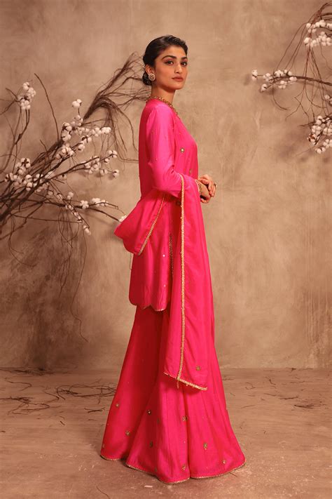 Nazakat Hot Pink Mirror Work Sharara Set – Label Niti Bothra