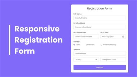 Image result for Registration Page in HTML Code