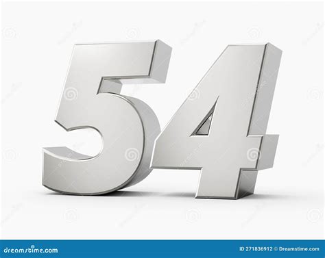 Silver 3d Numbers 54 Fifty Four. Isolated White Background 3d ...