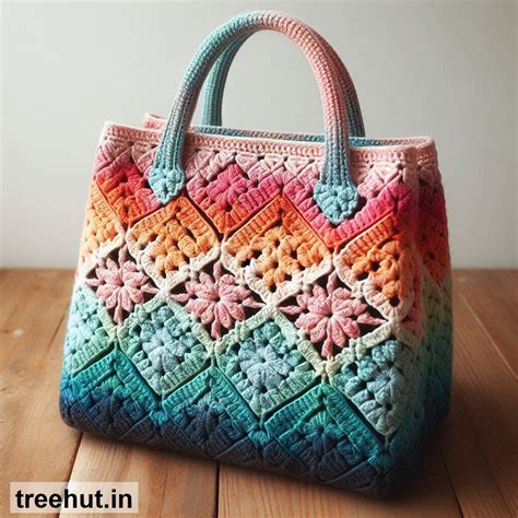 Granny Square Crochet Handbag Ideas with Color Combinations and how to ...