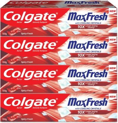 Colgate MaxFresh Toothpaste, Red Gel Paste with Menthol - Spicy Fresh ...