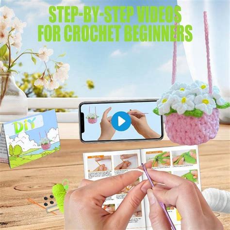 Kit fai-da-te ad uncinetto per principianti con fiore bianco e pianta ...