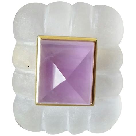 Quartz Engraved Rectangular Shape Amethyst Pyramid 14k Solid Yellow ...