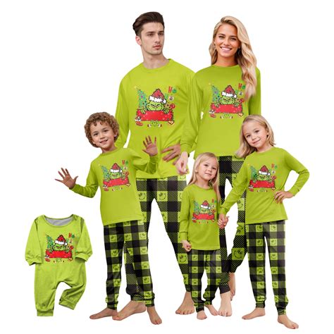 Grinch Christmas Family Matching Sets Pajamas Loungewear Outfits Long ...