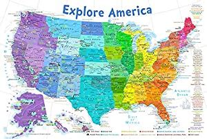 GEOJANGO USA Map for Kids - United States Map Poster - Rainbow Edition ...