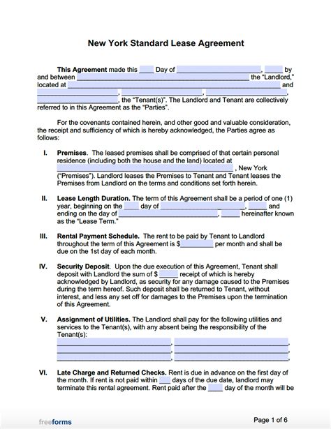 Free New York Standard Residential Lease Agreement Template | PDF | WORD