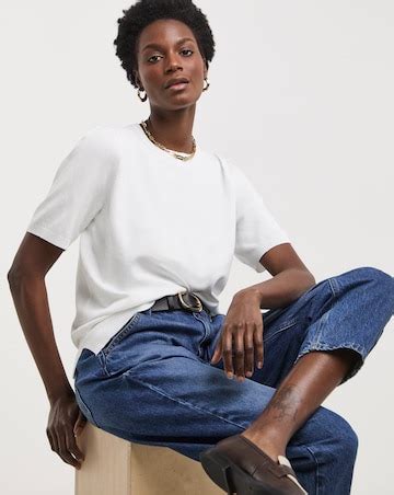 White Crew Neck Short Puff Sleeve Jumper | Ambrose Wilson