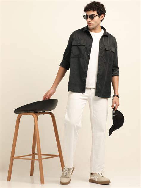 Black Oversize Solid Shackets – Bushirt