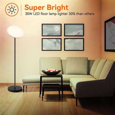 Vocevos Floor Lamp LED Modern 30W/3000LM Torchiere Floor Lamps 70",3CCT ...