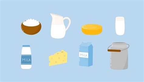 Dairy products collection in flat style illustration of cottage cheese ...