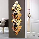 Bikri Kendra Glass Hexagon 30 Golden Mirror Stickers For Wall, Acrylic ...