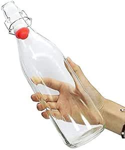 lalguru Flip Top Glass Water Bottle Pack of 6-1 Liter - Clear ...