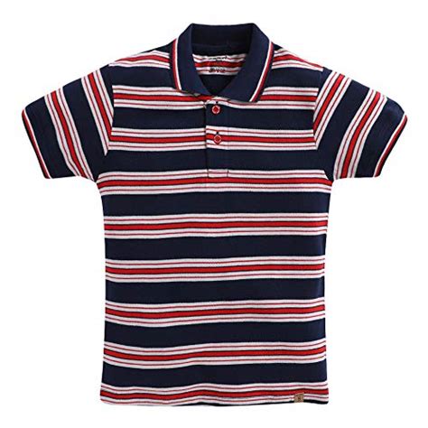 Hopscotch Boys Cotton Horizontal Stripes Polo T-Shirt in Navy Color for ...