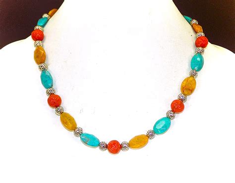 MULTI COLOR BEADED NECKLACE AND EARRING SET - Calisa Designs