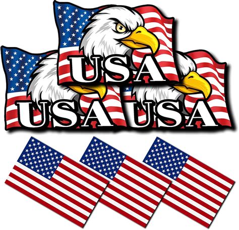 Buy Yeapop 6 Pcs of Reflective American Flag Stickers and US Flag with ...