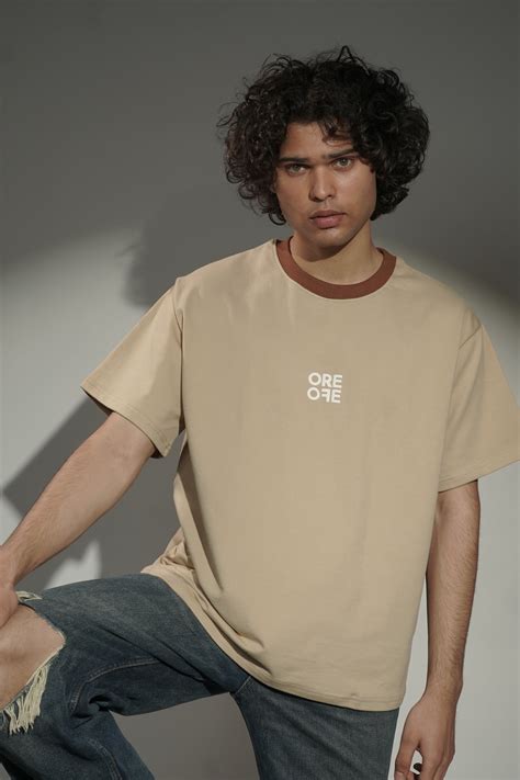 Beige basic Oversized t-shirt – Tahska