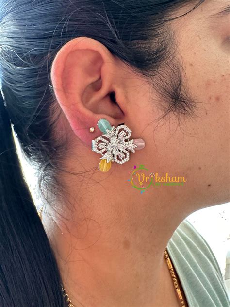Pastel Floral American Diamond Stud -G6664 – vrikshamindia