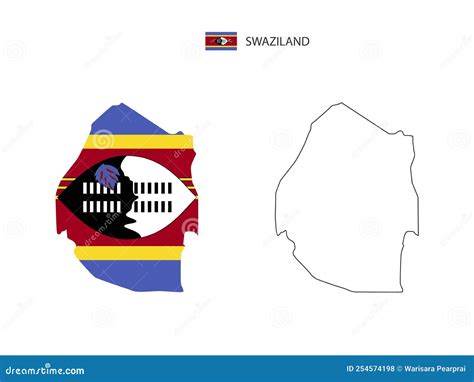 Eswatini Map City Vector Divided by Outline Simplicity Style. Have 2 Versions, Black Thin Line ...