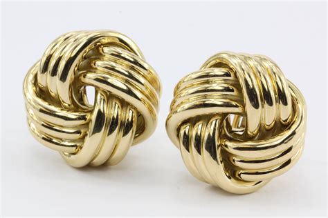 Tiffany and Co. Yellow Gold Three Dimensional Love Knot Earrings at ...