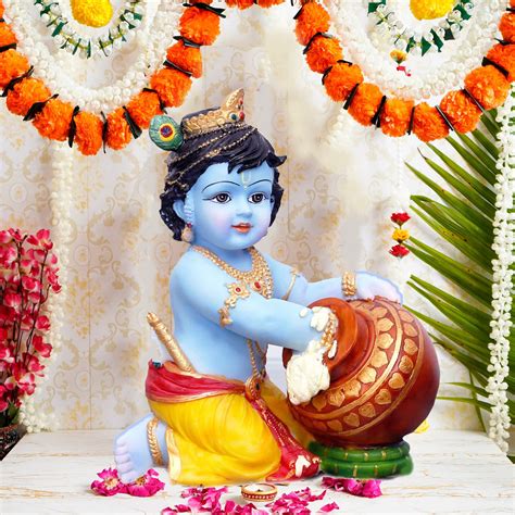 Buy SN handicrafts Hand Carved Baby Krishna Resin Sculpture Lord ...