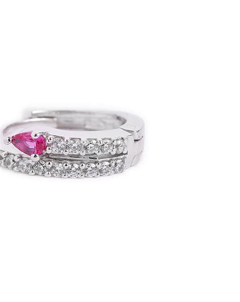 Rhodium Plated Ruby Red Studded Mini Hoop Earring – Carlton London Online