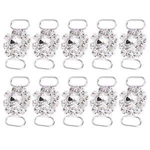 10pcs Silver Crystal Flower Bikini Swimwear Connector Bag Shoes Buckle ...