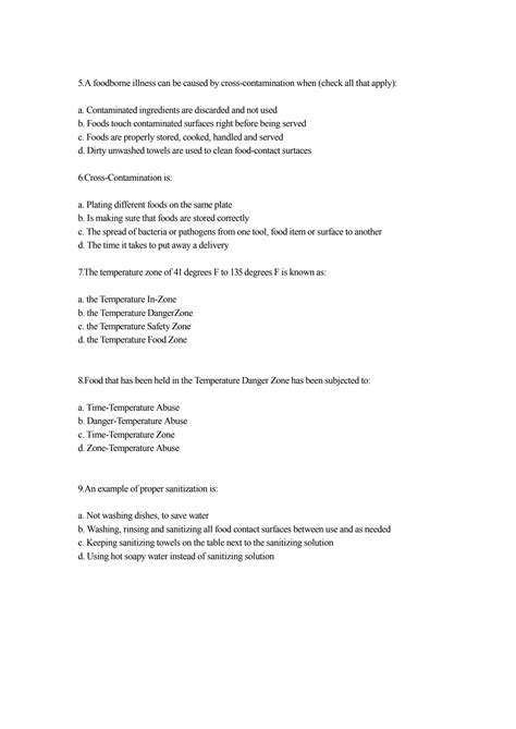 Image result for ServSafe Practice Test Answer Key