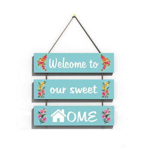 CVANU Abstract Welcome to Our Sweet Home Wall Hanging Board Plaque Sign ...