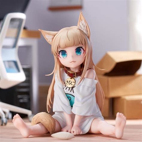 Anime Cat Girl PVC Figure – Cute Sitting Pose Collectible | 14 cm Anim ...