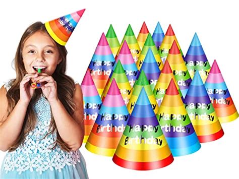 Kids Birthday Party Hats,20 Pieces Rainbow Birthday Party Hats,Colorful ...