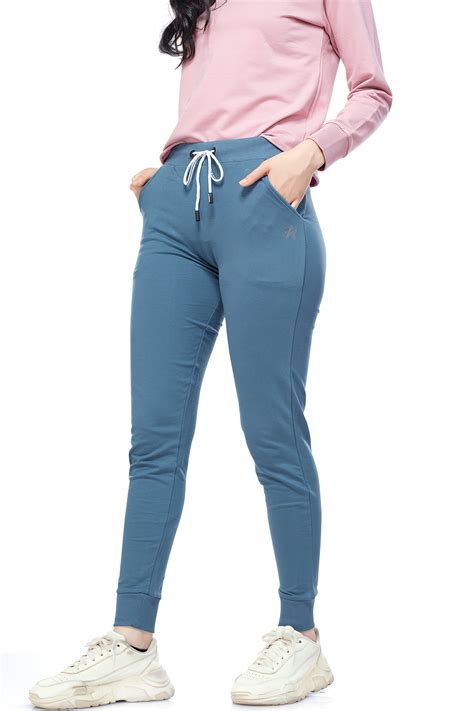 ZEYO Women's Joggers Solid Plain Blue Regular Fit Track Pant