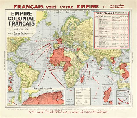 Antiguo Mapa del Imperio Colonial Francés, 1938 por Taride - Francia ...