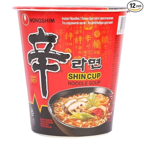 Nongshim Shin Cup Noodle Soup, 12 X 68 g, Dark Red & Black - Price History