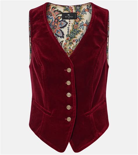 Cotton velvet vest in red - Etro | Mytheresa