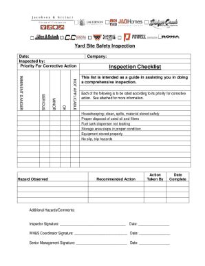 Fillable Online Yard Site Safety Inspection Checklist Fax Email Print ...