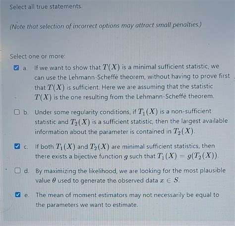 Solved Select all true statements. (Note that selection of | Chegg.com