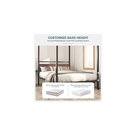 Buy IMUsee Black Metal Canopy Platform Bed Frame, Four-Poster Canopied ...